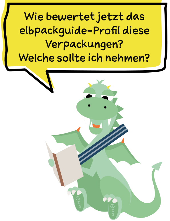 Bewertung der Verpackungskandidaten Wie bewertet jetzt das elbpackguide-Profil diese Verpackungen?
Welche sollte ich nehmen?